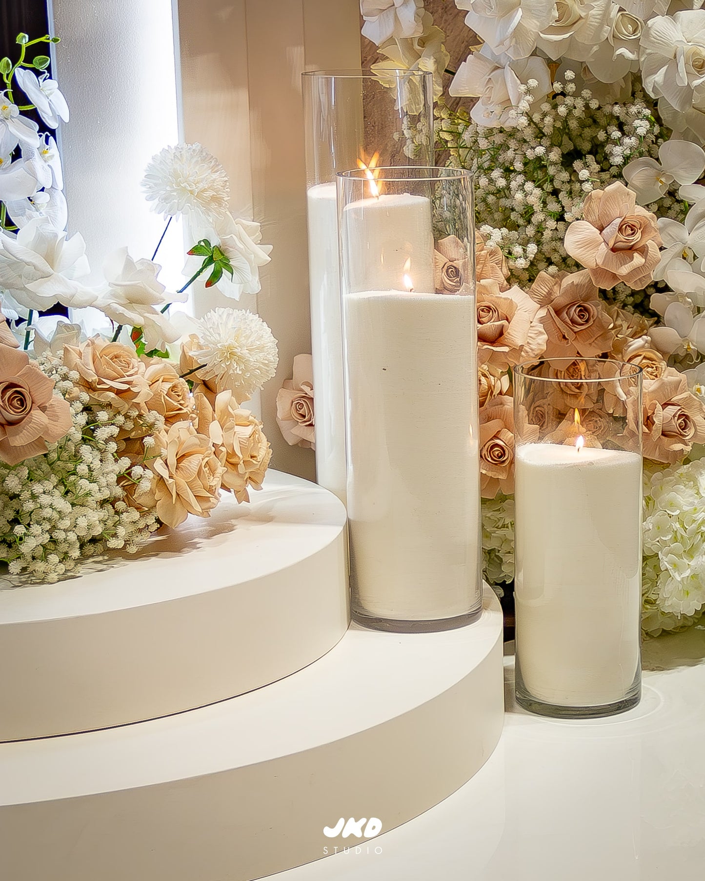 White Floor Candle Arrangements (Set of 3)