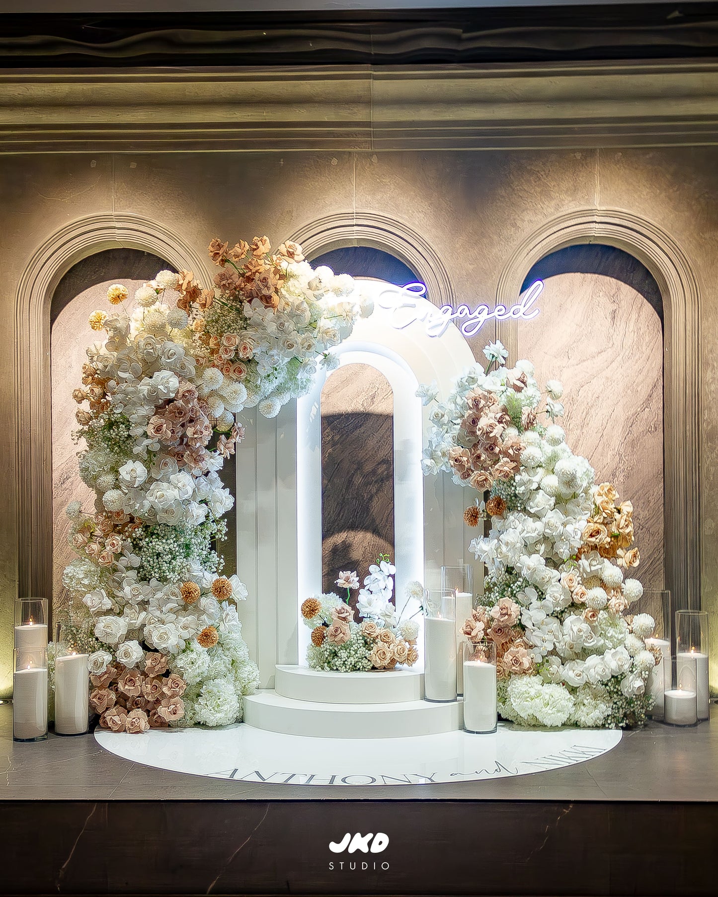 White Floor Candle Arrangements (Set of 3)