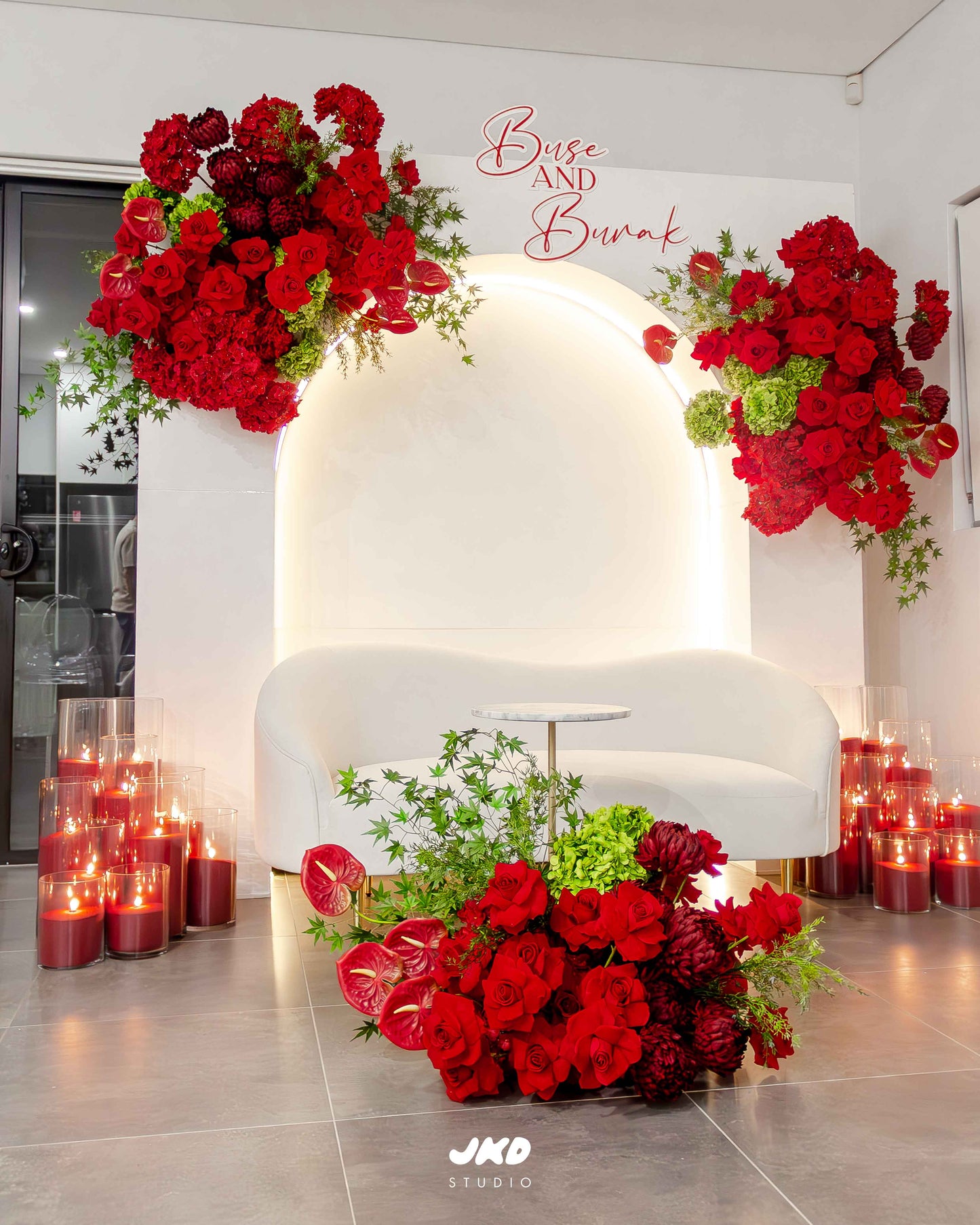 Burgundy Floor Candle Arrangements (Set of 3)