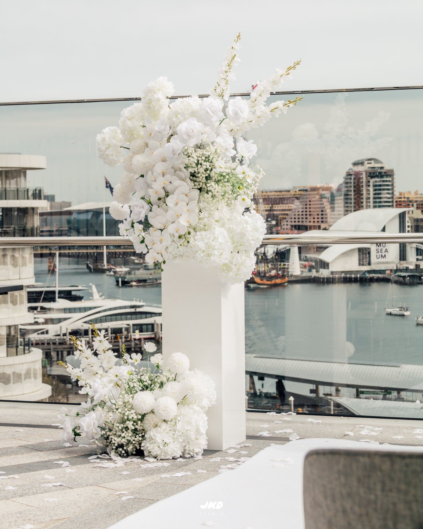 White Plinths Floral